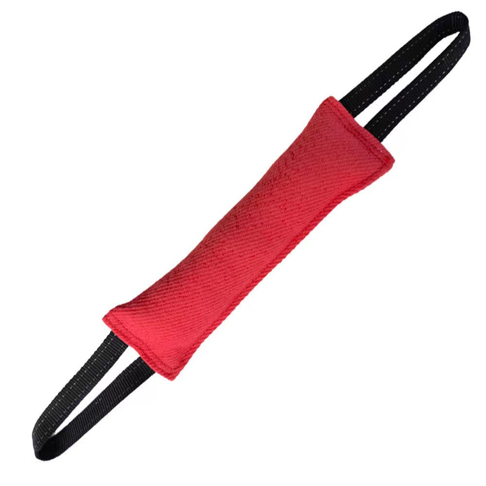 PupSensei red dog bite pillow tug toy, hero shot