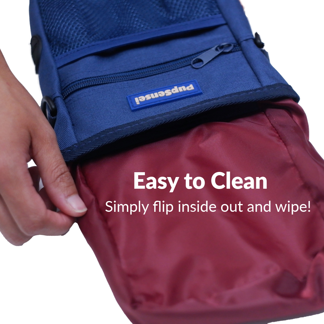 Waterproof interior lining of PupSensei dog treat bag for easy cleaning